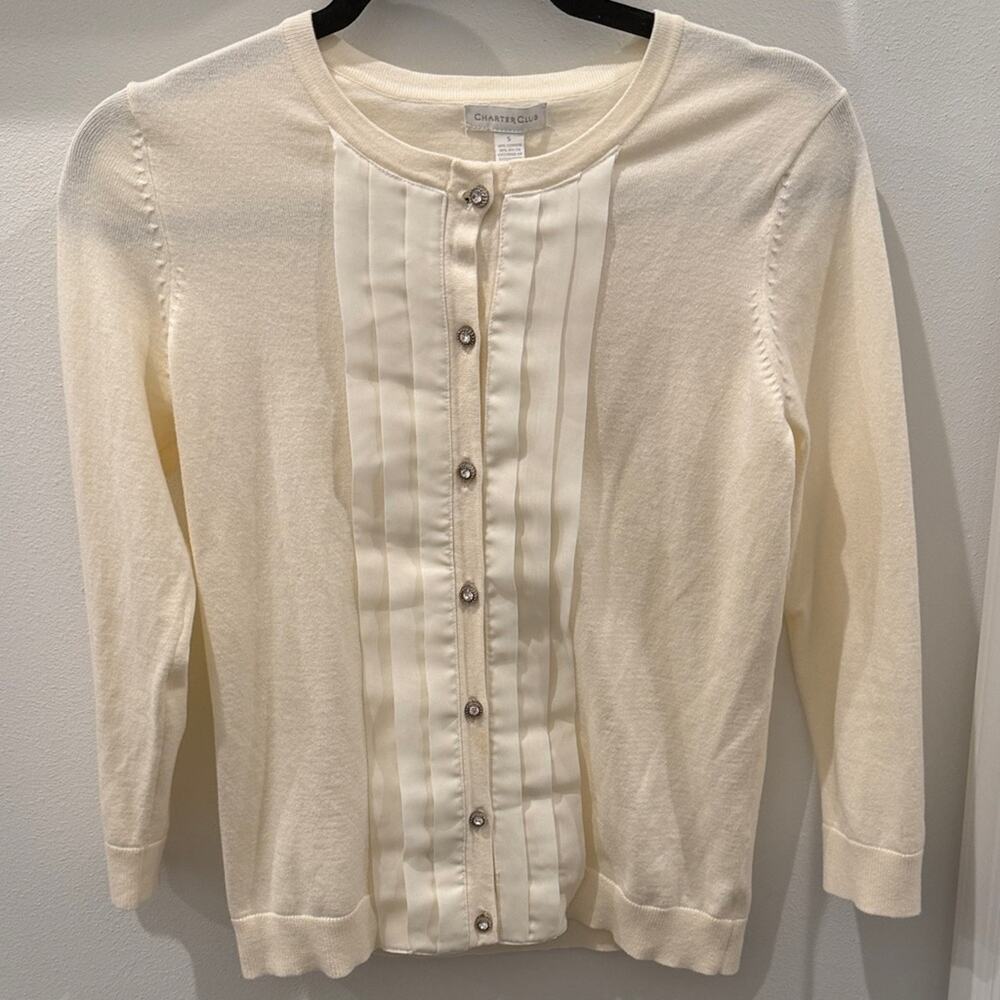 Charter Club Ivory Button-Front Cardigan